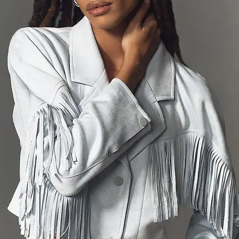 Pilcro Faux-Suede Fringe Moto Jacket (Anthropologie)